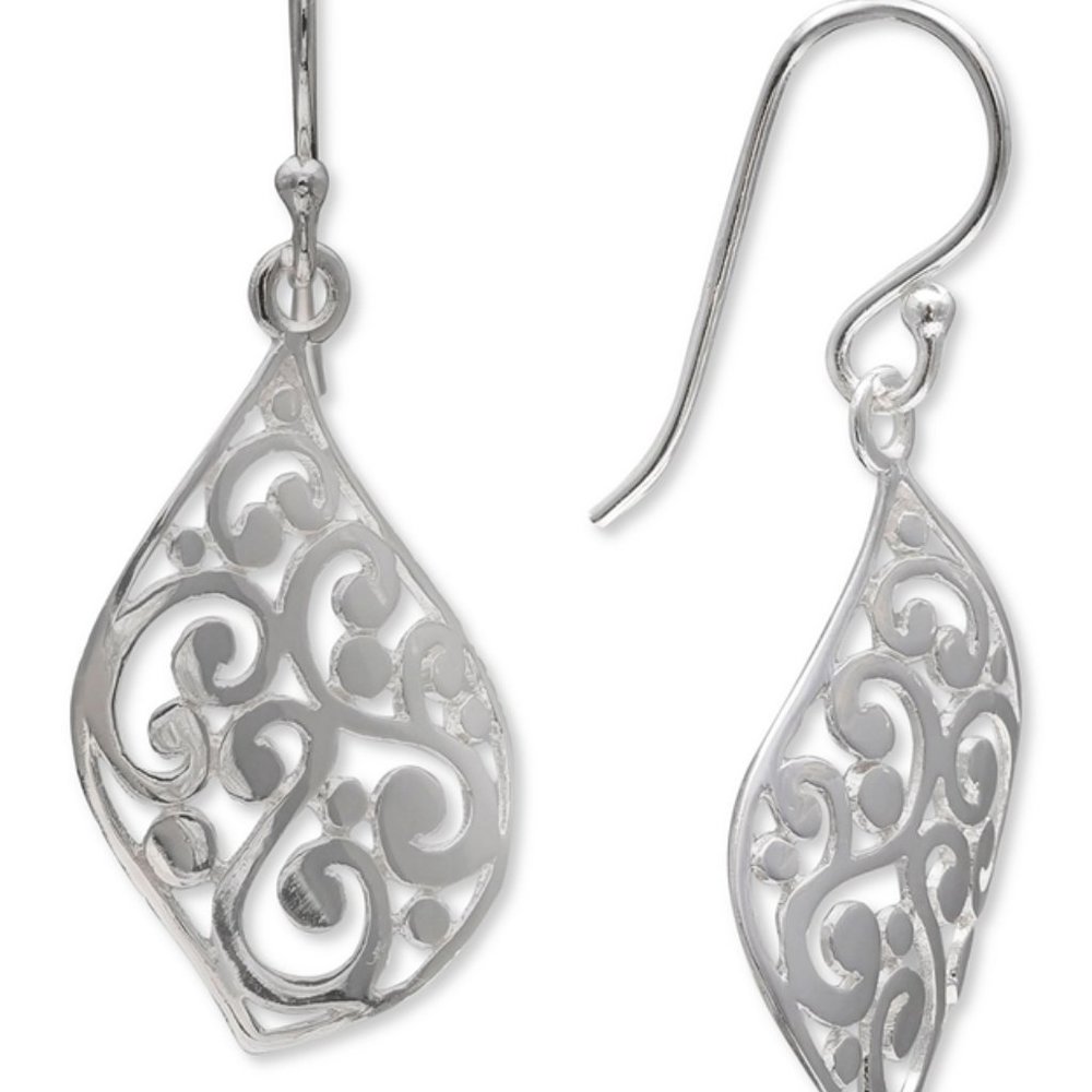 COPY - Filigree Leaf Drop Sterling Silver Earrings